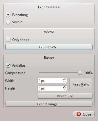 Export dialog